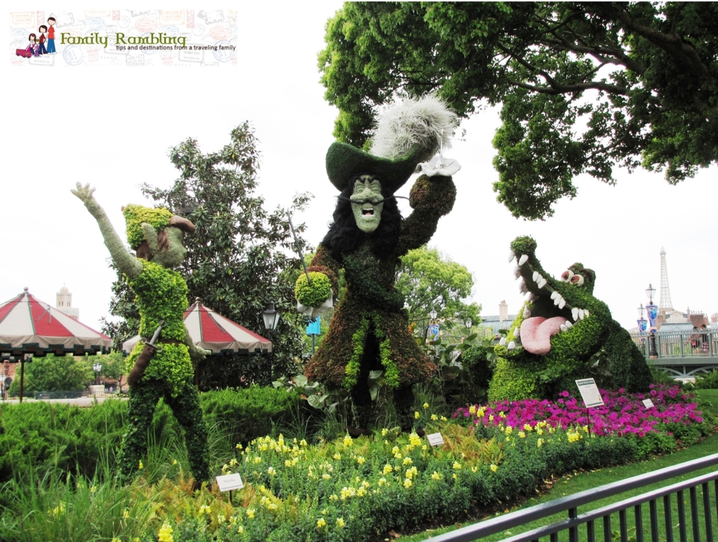 Peter Pan and Captain Hook topiaries at Epcot Intl. Flower and Garden Show