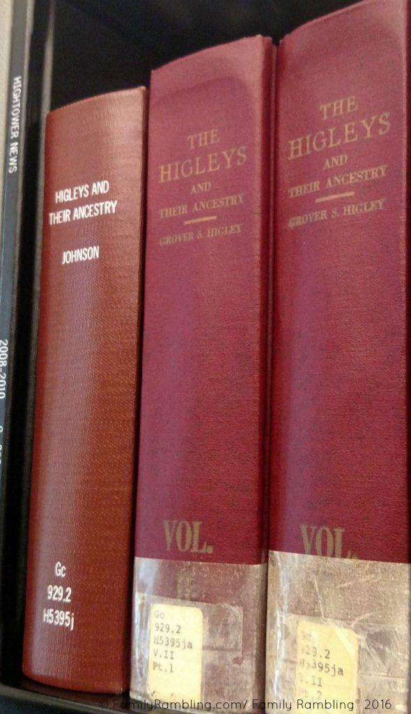 Rare Higley Books found at The Genealogy Center in Fort Wayne, Indiana.