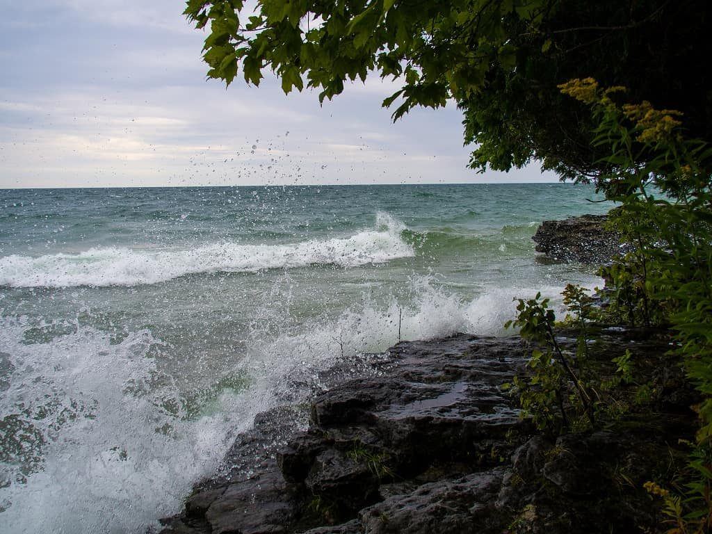 Lake Michigan Waves at Cave Point County Park, Door County, Wisconsin