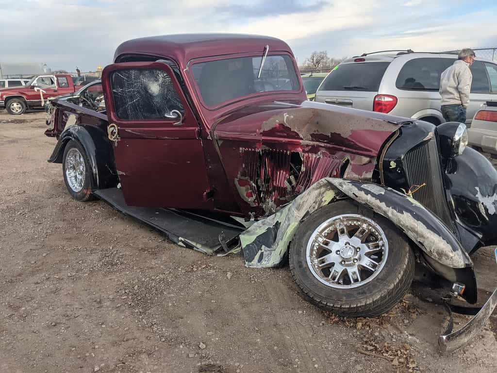 35 Dodge truck after accident